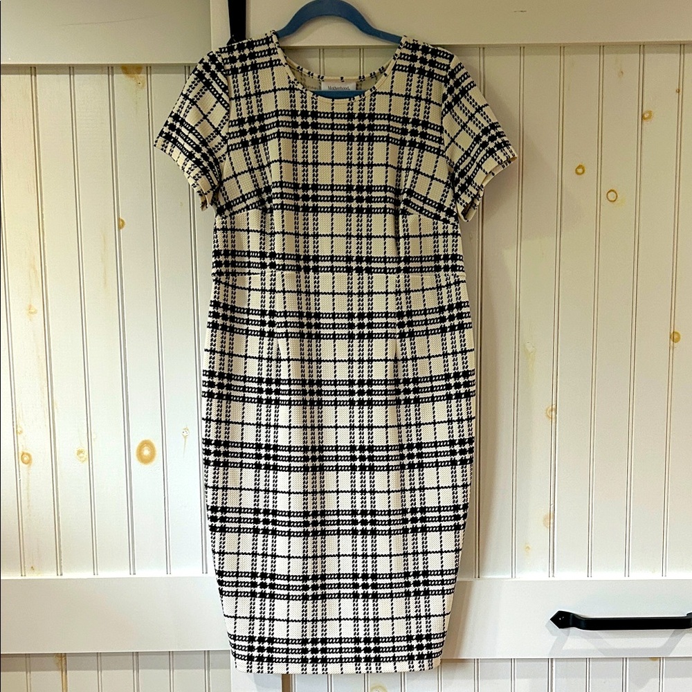 Motherhood Maternity Black & White Plaid Knee Length Dress Size L